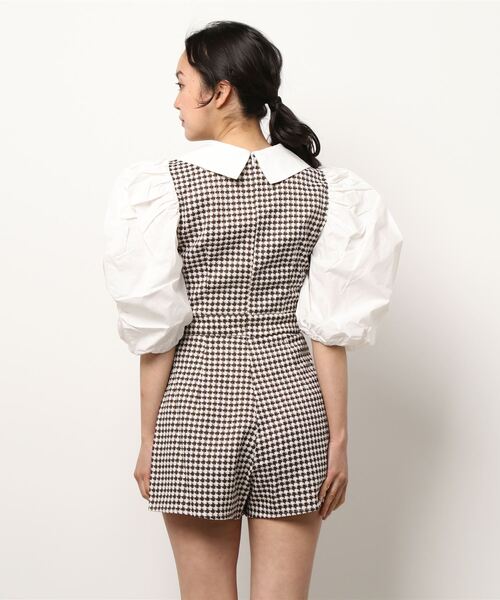 lissi Boutique(リージーブティック)の「【lissi Boutique】ビックパフスリーブチェックオールインワン(ワンピース・レディース・ブラウン・FREE)」の11枚目の写真