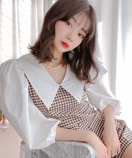 lissi Boutique(リージーブティック)の「【lissi Boutique】ビックパフスリーブチェックオールインワン(ワンピース・レディース・ブラウン・FREE)」の17枚目の写真