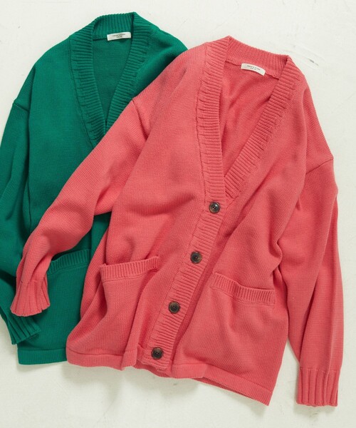 FREAK'S STORE（フリークスストア）の「カラー天竺ニットカーディガン（カーディガン/ボレロ・レディース・サックスブルー/ピンク/グリーン/オレンジ・ﾌﾘ-）」の3枚目の写真
