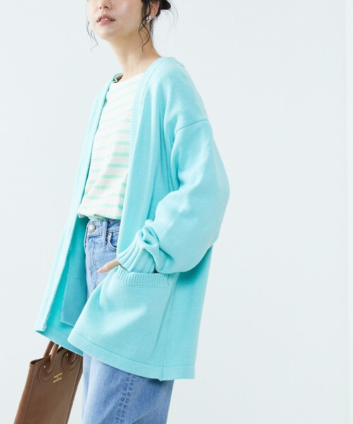 FREAK'S STORE（フリークスストア）の「カラー天竺ニットカーディガン（カーディガン/ボレロ・レディース・サックスブルー/ピンク/グリーン/オレンジ・ﾌﾘ-）」の14枚目の写真