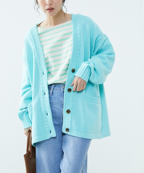 FREAK'S STORE（フリークスストア）の「カラー天竺ニットカーディガン（カーディガン/ボレロ・レディース・サックスブルー/ピンク/グリーン/オレンジ・ﾌﾘ-）」の17枚目の写真