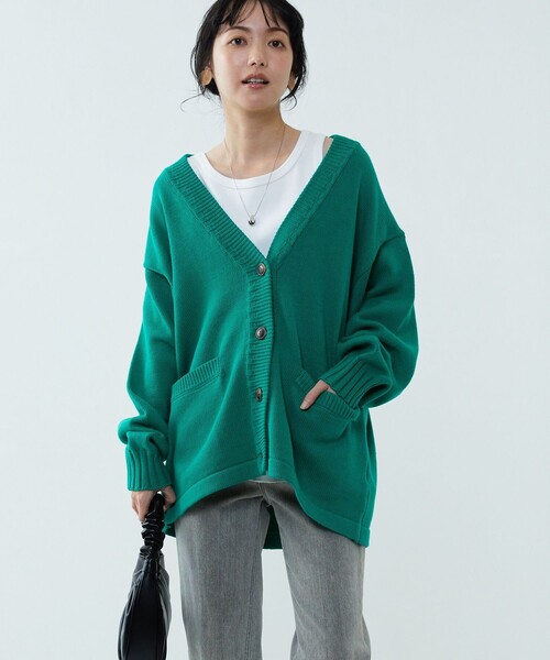 FREAK'S STORE（フリークスストア）の「カラー天竺ニットカーディガン（カーディガン/ボレロ・レディース・サックスブルー/ピンク/グリーン/オレンジ・ﾌﾘ-）」の15枚目の写真