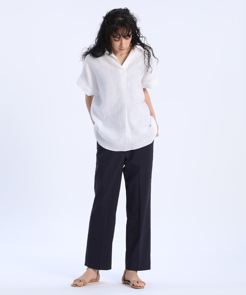 INED（イネド）の「スマッシュリネン センタープレスストレートパンツ【セットアップ対応】（その他パンツ・レディース・ベージュ/ネイビー/レンガ・11号/9号/7号/5号）」の13枚目の写真