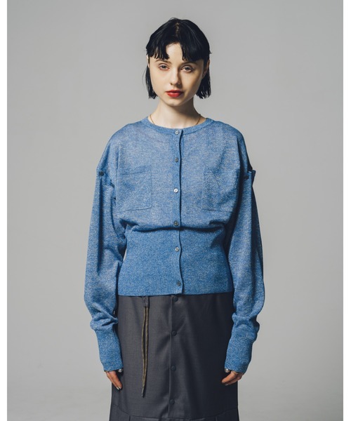 led.tokyo（レッドトウキョウ）の「【led.tokyo】シャイニー2WAYカーディガン（ニット/セーター・レディース・ネイビー/シルバー/ブルー・M）」の4枚目の写真