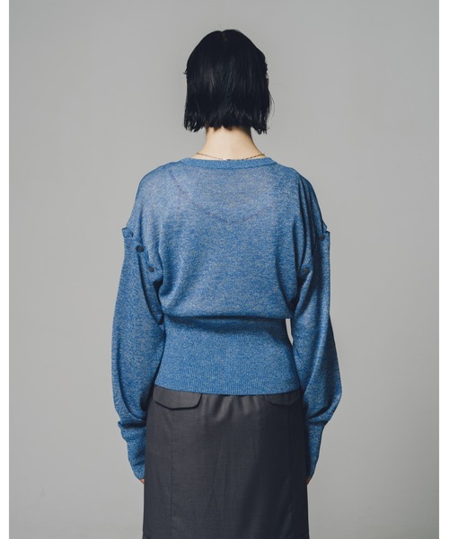 led.tokyo（レッドトウキョウ）の「【led.tokyo】シャイニー2WAYカーディガン（ニット/セーター・レディース・ネイビー/シルバー/ブルー・M）」の6枚目の写真