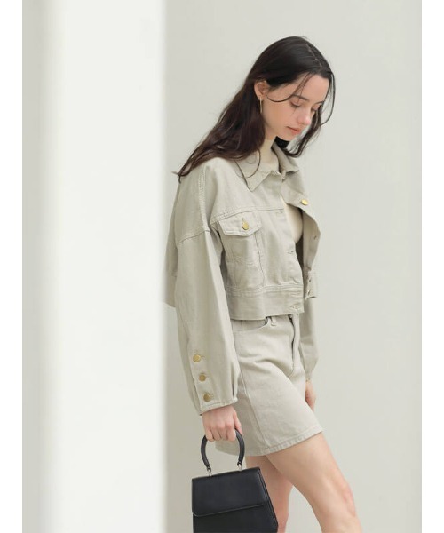 ACYM(アシーム)の「Betty casual mini ジャケット(デニムジャケット・レディース・ブラック/ベージュ・FREE)」の3枚目の写真