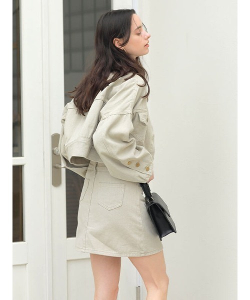 ACYM(アシーム)の「Betty casual mini ジャケット(デニムジャケット・レディース・ブラック/ベージュ・FREE)」の7枚目の写真