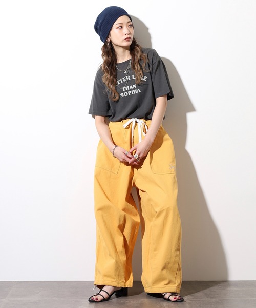 RE730（アールイーセブンサーティー）の「Balloon wide baker pants / 裾ドローコード バルーンワイドベイカーパンツ unisex（その他パンツ・メンズ・サックスブルー/インディゴブルー/オフホワイト/グリーン/ブラック/ホワイト系その他/ブルー系その他/ホワイト×ブラック/マスタード・S/M/L）」の20枚目の写真