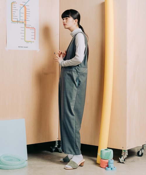 sneeuw(スニュウ)の「ストライプmixオールインワン(サロペット/オーバーオール・レディース・ブラック/グレー・ONESIZE)」の15枚目の写真