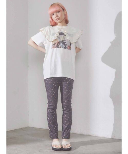 merry jenny(メリージェニー)の「petit floral フレアレギンス(その他パンツ・レディース・オフホワイト/ブラック・FREE)」の11枚目の写真