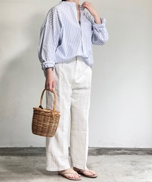 THE TWENTYSEVEN | The TWENTYSEVEN:CTN BROAD LOOSE FIT BAND/C SHIRTS L/S ブロードBIG バンドカラーシャツロングスリーブ(シャツ/ブラウス)