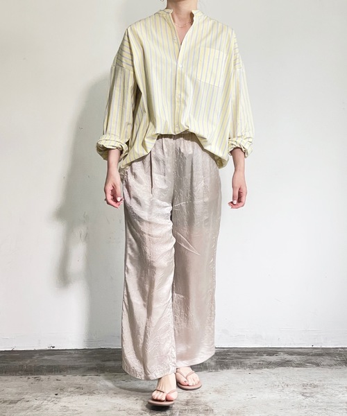 THE TWENTYSEVEN(ザ トゥエンティーセブン)の「The TWENTYSEVEN:CTN BROAD LOOSE FIT BAND/C SHIRTS L/S ブロードBIG バンドカラーシャツロングスリーブ(シャツ/ブラウス・レディース・ホワイト/イエロー/サックスブルー/ラベンダー・L/M/XL)」の4枚目の写真