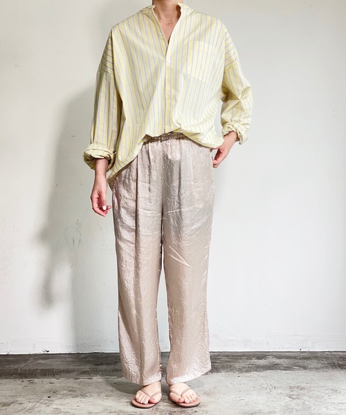 THE TWENTYSEVEN(ザ トゥエンティーセブン)の「The TWENTYSEVEN:CTN BROAD LOOSE FIT BAND/C SHIRTS L/S ブロードBIG バンドカラーシャツロングスリーブ(シャツ/ブラウス・レディース・ホワイト/イエロー/サックスブルー/ラベンダー・L/M/XL)」の12枚目の写真