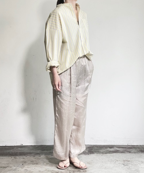 THE TWENTYSEVEN(ザ トゥエンティーセブン)の「The TWENTYSEVEN:CTN BROAD LOOSE FIT BAND/C SHIRTS L/S ブロードBIG バンドカラーシャツロングスリーブ(シャツ/ブラウス・レディース・ホワイト/イエロー/サックスブルー/ラベンダー・L/M/XL)」の13枚目の写真