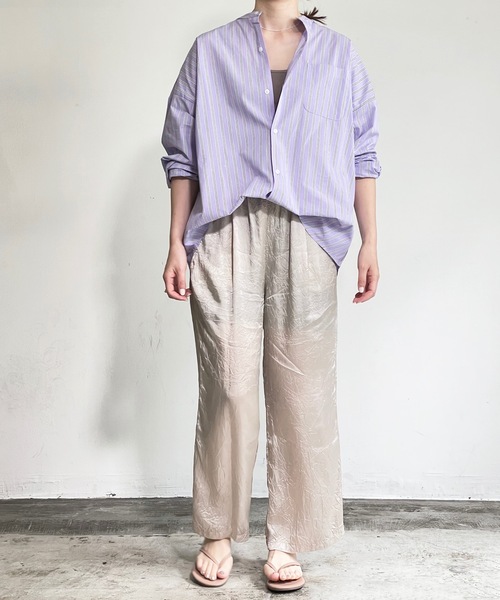 THE TWENTYSEVEN(ザ トゥエンティーセブン)の「The TWENTYSEVEN:CTN BROAD LOOSE FIT BAND/C SHIRTS L/S ブロードBIG バンドカラーシャツロングスリーブ(シャツ/ブラウス・レディース・ホワイト/イエロー/サックスブルー/ラベンダー・L/M/XL)」の10枚目の写真