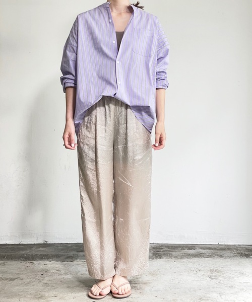 THE TWENTYSEVEN(ザ トゥエンティーセブン)の「The TWENTYSEVEN:CTN BROAD LOOSE FIT BAND/C SHIRTS L/S ブロードBIG バンドカラーシャツロングスリーブ(シャツ/ブラウス・レディース・ホワイト/イエロー/サックスブルー/ラベンダー・L/M/XL)」の11枚目の写真