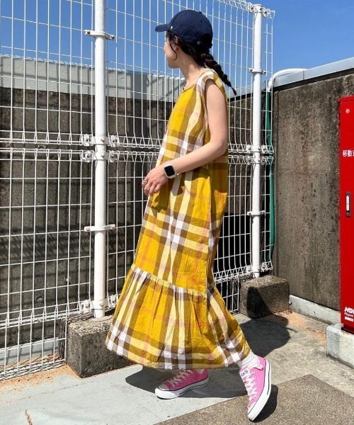 RODEO CROWNS WIDE BOWL（ロデオクラウンズワイドボウル）の「BIG CHECKマキシワンピース（ワンピース・レディース・イエロー系その他/ブラウン系その他/グリーン系その他・FREE）」の21枚目の写真