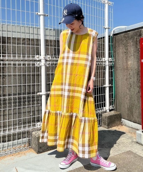 RODEO CROWNS WIDE BOWL（ロデオクラウンズワイドボウル）の「BIG CHECKマキシワンピース（ワンピース・レディース・イエロー系その他/ブラウン系その他/グリーン系その他・FREE）」の20枚目の写真