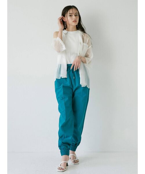 MURUA（ムルーア）の「シアーハーフスリーブシャツ（シャツ/ブラウス・レディース・ホワイト/ブラック/ベージュ/パープル/グレー・FREE）」の7枚目の写真