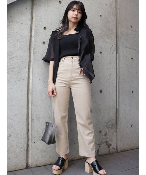 MURUA（ムルーア）の「シアーハーフスリーブシャツ（シャツ/ブラウス・レディース・ホワイト/ブラック/ベージュ/パープル/グレー・FREE）」の20枚目の写真