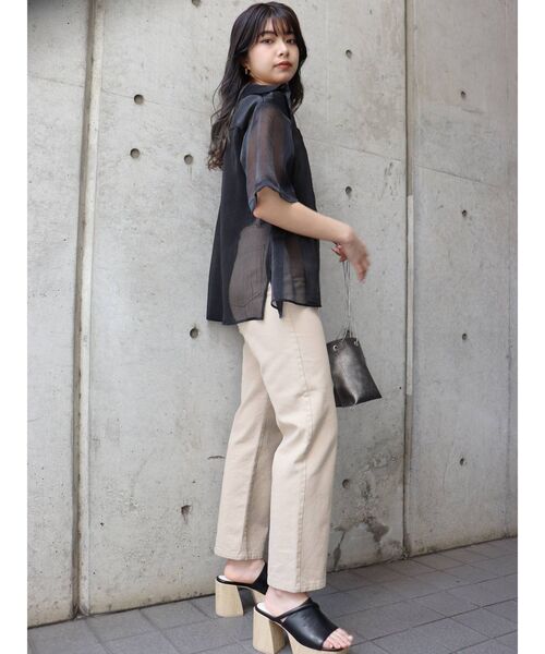 MURUA（ムルーア）の「シアーハーフスリーブシャツ（シャツ/ブラウス・レディース・ホワイト/ブラック/ベージュ/パープル/グレー・FREE）」の12枚目の写真