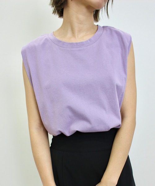 MLI'A（エムリア）の「フレンチスリーブTシャツ（Tシャツ/カットソー・レディース・スミクロ/ブラウン/カーキ/ベージュ/パープル/オフホワイト・M）」の6枚目の写真