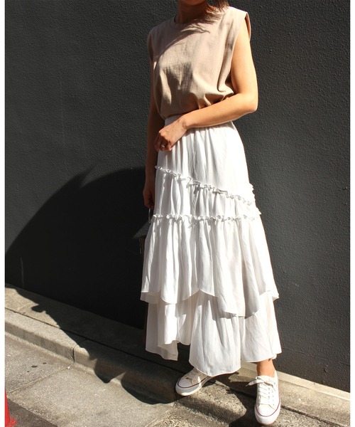 MLI'A（エムリア）の「フレンチスリーブTシャツ（Tシャツ/カットソー・レディース・スミクロ/ブラウン/カーキ/ベージュ/パープル/オフホワイト・M）」の17枚目の写真