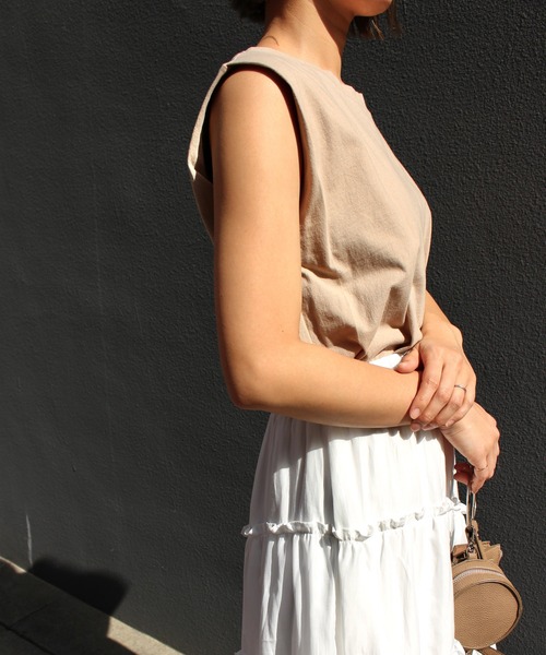 MLI'A（エムリア）の「フレンチスリーブTシャツ（Tシャツ/カットソー・レディース・スミクロ/ブラウン/カーキ/ベージュ/パープル/オフホワイト・M）」の18枚目の写真