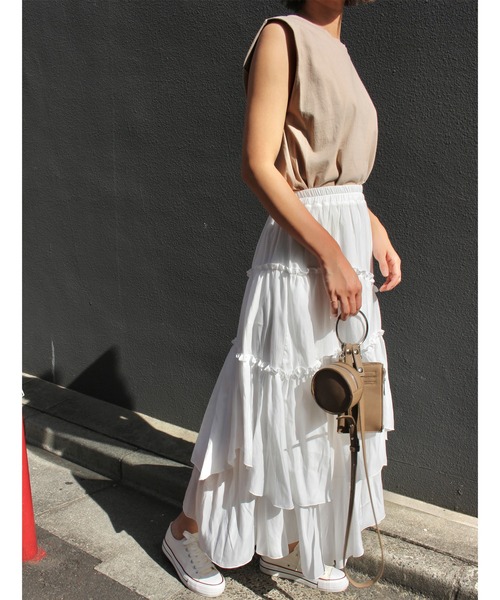 MLI'A（エムリア）の「フレンチスリーブTシャツ（Tシャツ/カットソー・レディース・スミクロ/ブラウン/カーキ/ベージュ/パープル/オフホワイト・M）」の19枚目の写真