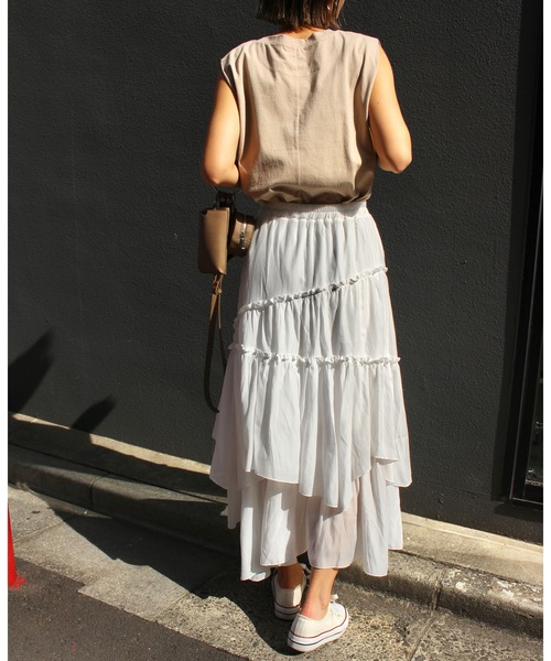 MLI'A（エムリア）の「フレンチスリーブTシャツ（Tシャツ/カットソー・レディース・スミクロ/ブラウン/カーキ/ベージュ/パープル/オフホワイト・M）」の21枚目の写真