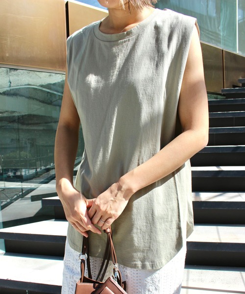 MLI'A（エムリア）の「フレンチスリーブTシャツ（Tシャツ/カットソー・レディース・スミクロ/ブラウン/カーキ/ベージュ/パープル/オフホワイト・M）」の22枚目の写真