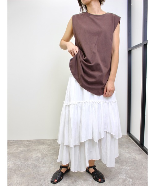 MLI'A（エムリア）の「フレンチスリーブTシャツ（Tシャツ/カットソー・レディース・スミクロ/ブラウン/カーキ/ベージュ/パープル/オフホワイト・M）」の12枚目の写真