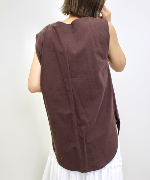 MLI'A（エムリア）の「フレンチスリーブTシャツ（Tシャツ/カットソー・レディース・スミクロ/ブラウン/カーキ/ベージュ/パープル/オフホワイト・M）」の15枚目の写真