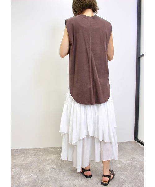 MLI'A（エムリア）の「フレンチスリーブTシャツ（Tシャツ/カットソー・レディース・スミクロ/ブラウン/カーキ/ベージュ/パープル/オフホワイト・M）」の16枚目の写真