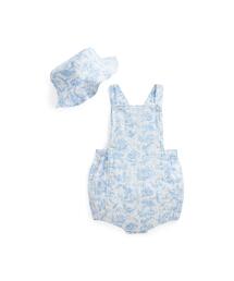 POLO RALPH LAUREN CHILDRENSWEAR（ポロ ラルフ ローレン チルドレンズウェア）の「リネン トワル バブル オーバーオール & ハット セット（ベビーギフト）」