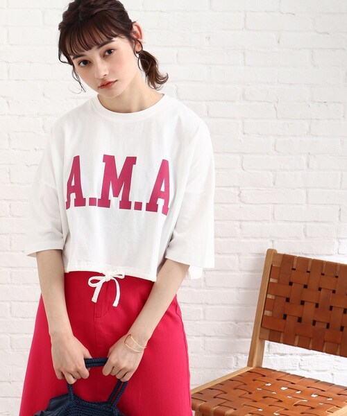 Cutie Blonde(キューティーブロンド)の「◆裾ギャザー短丈Tシャツ(Tシャツ/カットソー・レディース・ダークグリーン/オフホワイト/グレー系その他・00)」の2枚目の写真