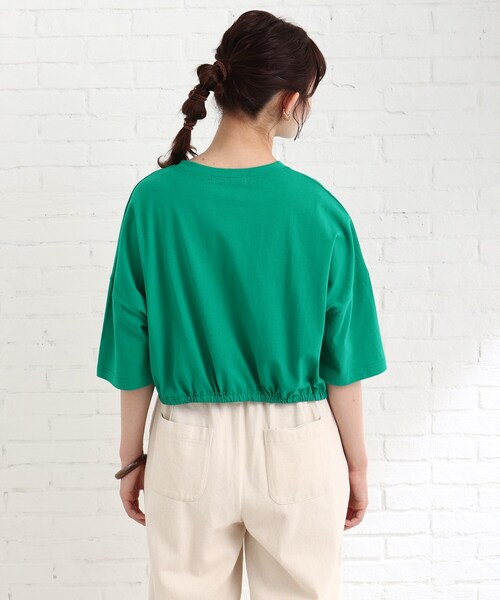 Cutie Blonde(キューティーブロンド)の「◆裾ギャザー短丈Tシャツ(Tシャツ/カットソー・レディース・ダークグリーン/オフホワイト/グレー系その他・00)」の6枚目の写真