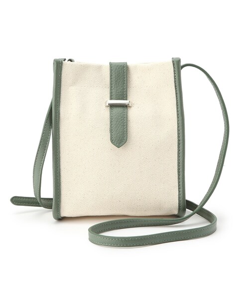 SHOO・LA・RUE（シューラルー）の「◆キャンバスショルダーバッグ（ショルダーバッグ・レディース・サンドベージュ/ダークグリーン/イエロー・00）」の2枚目の写真