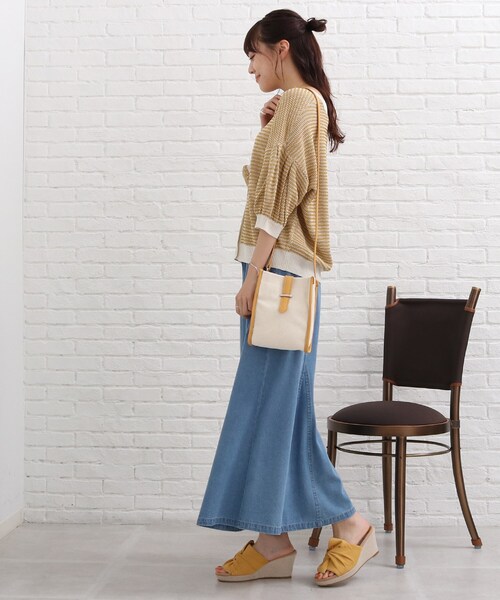 SHOO・LA・RUE（シューラルー）の「◆キャンバスショルダーバッグ（ショルダーバッグ・レディース・サンドベージュ/ダークグリーン/イエロー・00）」の12枚目の写真