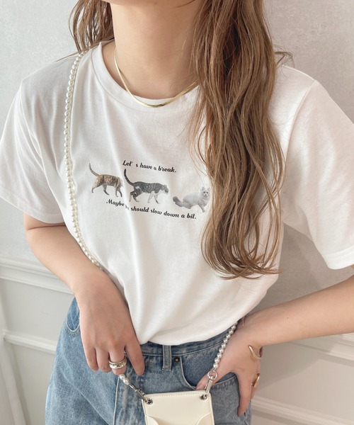 apres jour(アプレジュール)の「アソートキャットT【ZOZOTOWN限定アイテム】(Tシャツ/カットソー・レディース・ライトブルー/ピンク系その他/オフホワイト/ホワイト系その他/アイボリー/ライトピンク・X-LARGE/フリー)」の1枚目の写真