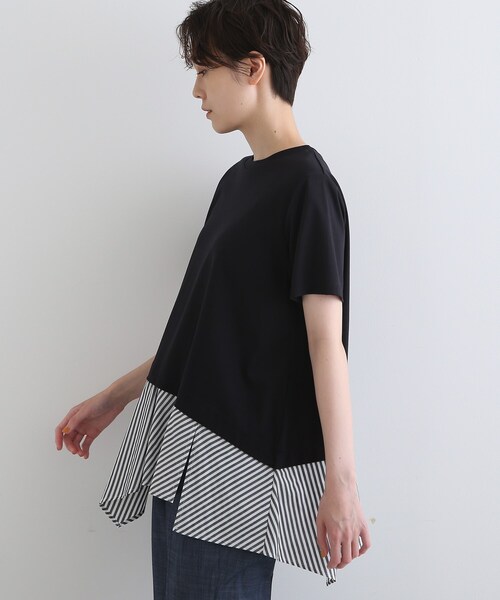 INDIVI(インディヴィ)の「◆【洗える】アシメシャツコンビTシャツ(Tシャツ/カットソー・レディース・ホワイト/ブラック/ネイビー/グリーン/ピンク系9・38/34/05/12/15 /13/19)」の8枚目の写真