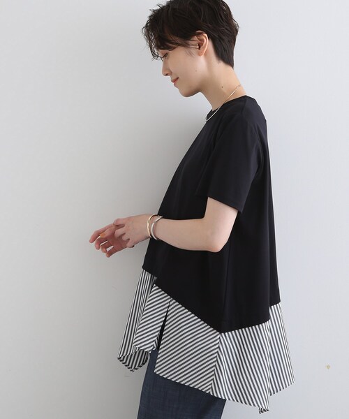 INDIVI(インディヴィ)の「◆【洗える】アシメシャツコンビTシャツ(Tシャツ/カットソー・レディース・ホワイト/ブラック/ネイビー/グリーン/ピンク系9・38/34/05/12/15 /13/19)」の14枚目の写真