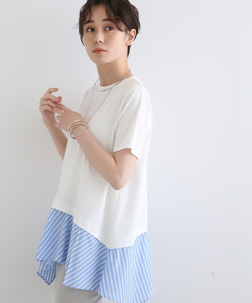 INDIVI(インディヴィ)の「◆【洗える】アシメシャツコンビTシャツ(Tシャツ/カットソー・レディース・ホワイト/ブラック/ネイビー/グリーン/ピンク系9・38/34/05/12/15 /13/19)」の16枚目の写真