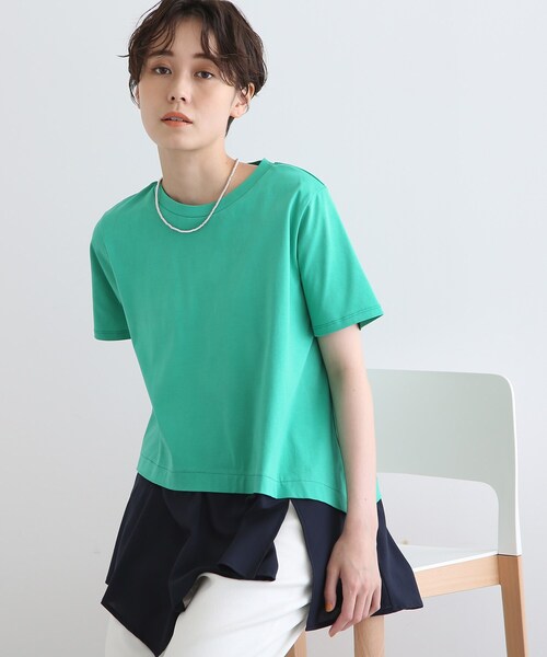 INDIVI(インディヴィ)の「◆【洗える】アシメシャツコンビTシャツ(Tシャツ/カットソー・レディース・ホワイト/ブラック/ネイビー/グリーン/ピンク系9・38/34/05/12/15 /13/19)」の21枚目の写真