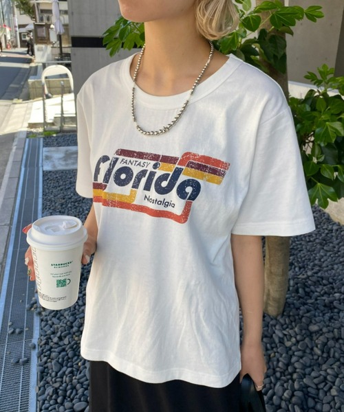 CIAOPANIC（チャオパニック）の「カジュアルダウンが叶う、ヴィンテージライクプリントTシャツ（Tシャツ/カットソー・レディース・ホワイト系その他/ホワイト系その他2/ホワイト系3・FREE）」の8枚目の写真