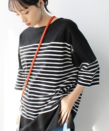 パネルボーダーハーフスリーブTシャツ