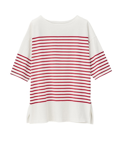 GeeRA(ジーラ)の「パネルボーダーハーフスリーブTシャツ(Tシャツ/カットソー・レディース・ホワイト/ブラック/レッド・MEDIUM/LARGE/X-LARGE)」の6枚目の写真