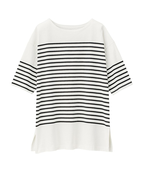 GeeRA(ジーラ)の「パネルボーダーハーフスリーブTシャツ(Tシャツ/カットソー・レディース・ホワイト/ブラック/レッド・MEDIUM/LARGE/X-LARGE)」の4枚目の写真