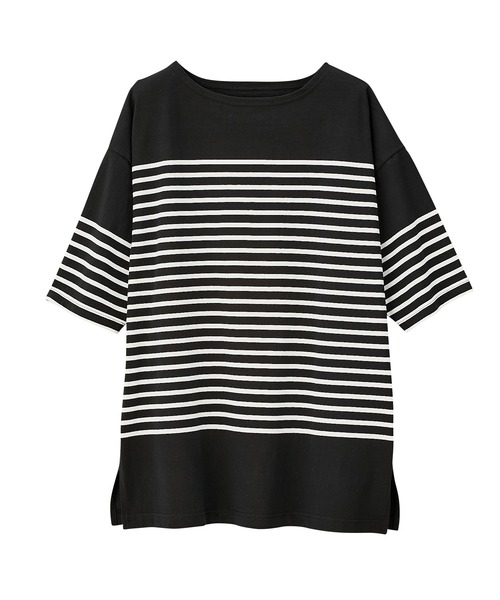 GeeRA(ジーラ)の「パネルボーダーハーフスリーブTシャツ(Tシャツ/カットソー・レディース・ホワイト/ブラック/レッド・MEDIUM/LARGE/X-LARGE)」の5枚目の写真