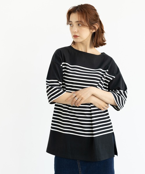 GeeRA(ジーラ)の「パネルボーダーハーフスリーブTシャツ(Tシャツ/カットソー・レディース・ホワイト/ブラック/レッド・MEDIUM/LARGE/X-LARGE)」の15枚目の写真